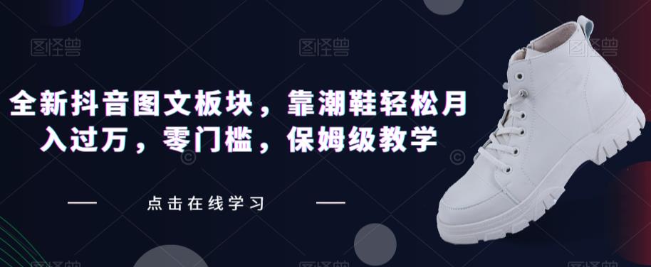 全新抖音图文板块，靠潮鞋轻松月入过万，零门槛，保姆级教学【揭秘】-猫哥网资源库