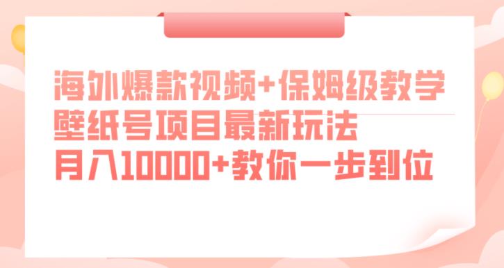 海外爆款视频+保姆级教学，壁纸号项目最新玩法，月入10000+教你一步到位【揭秘】-猫哥网资源库