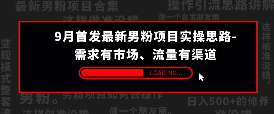 9月首发最新男粉项目实操思路-需求有市场，流量有渠道【揭秘】-猫哥网资源库