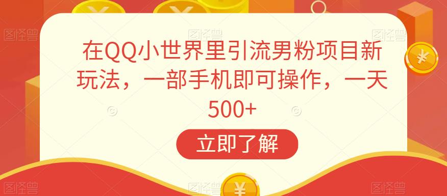 在QQ小世界里引流男粉项目新玩法，一部手机即可操作，一天500+【揭秘】-猫哥网资源库