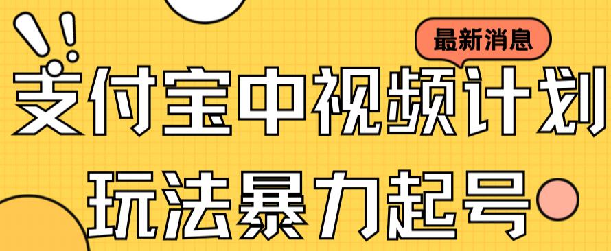 支付宝中视频玩法暴力起号影视起号有播放即可获得收益（带素材）-猫哥网资源库