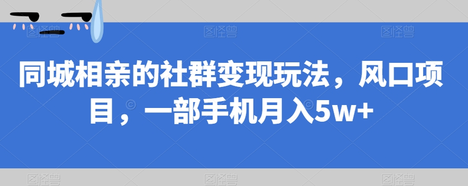 同城相亲的社群变现玩法，风口项目，一部手机月入5w+【揭秘】-猫哥网资源库