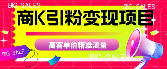 商K引粉变现项目，高客单价精准流量【揭秘】-猫哥网资源库