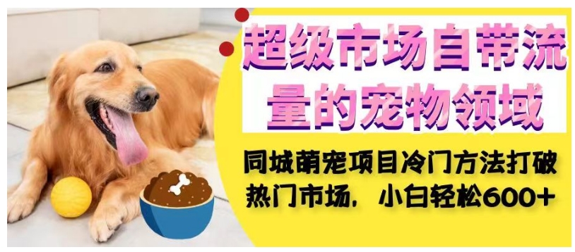 超级市场自带流量的宠物领域，同城萌宠项目冷门方法打破热门市场，小白轻松600+-猫哥网资源库