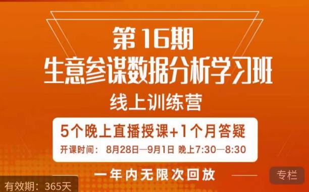 宁静·生意参谋数据分析学习班，解决商家4大痛点，学会分析数据，打造爆款！-猫哥网资源库
