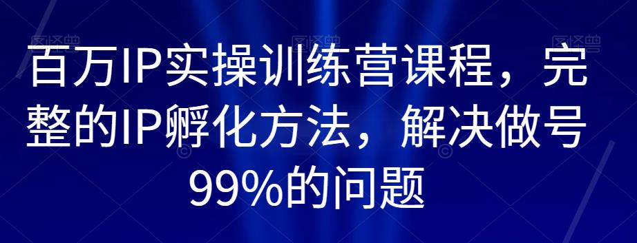 百万IP实操训练营课程，完整的IP孵化方法，解决做号99%的问题-猫哥网资源库