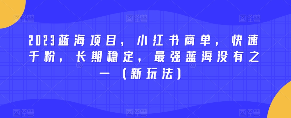 2023蓝海项目，小红书商单，快速千粉，长期稳定，最强蓝海没有之一（新玩法）-猫哥网资源库