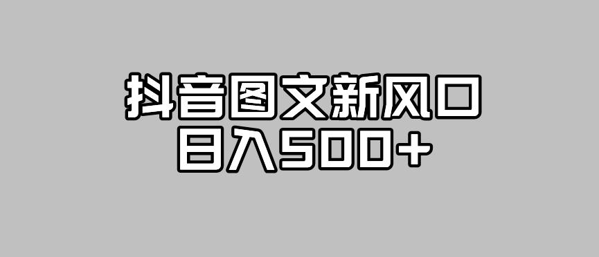抖音图文最新风口，流量扶持非常高，日入500+【揭秘】-猫哥网资源库