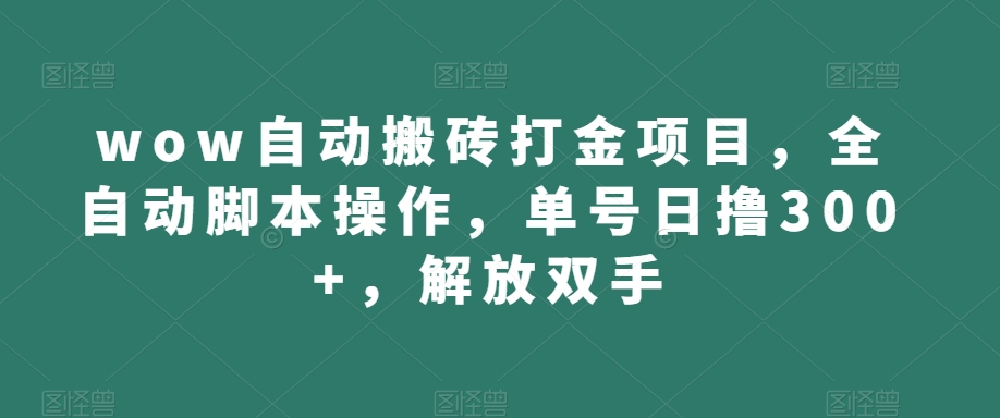 wow自动搬砖打金项目，全自动脚本操作，单号日撸300+，解放双手【揭秘】-猫哥网资源库