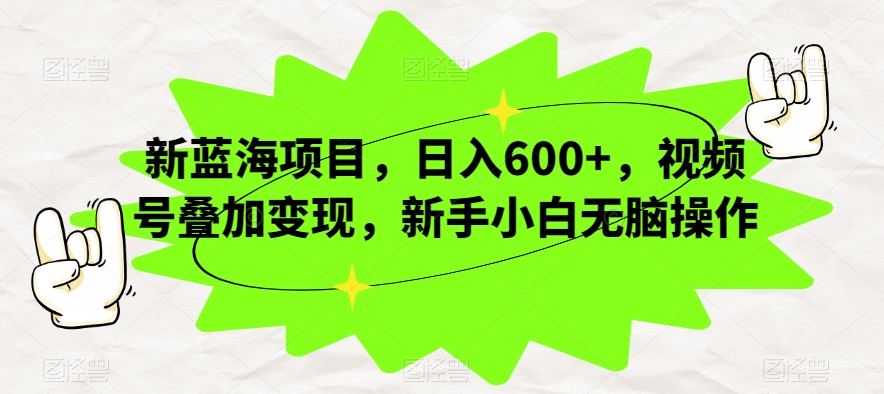 新蓝海项目，日入600+，视频号叠加变现，新手小白无脑操作【揭秘】-猫哥网资源库