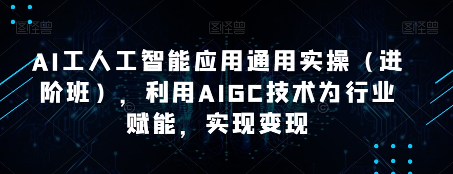 AI工人工智能应用通用实操（进阶班），利用AIGC技术为行业赋能，实现变现-猫哥网资源库