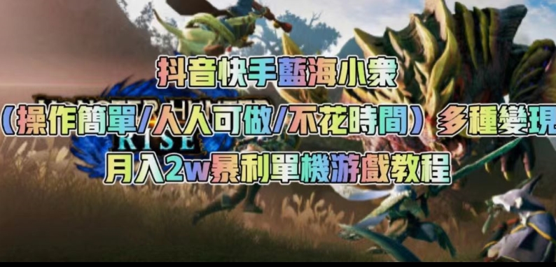 抖音快手蓝海小众（操作简单人人可做不花时间）多种变现月入2w＋暴利单机游戏教程-猫哥网资源库