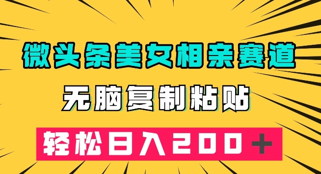 微头条冷门美女相亲赛道，无脑复制粘贴，轻松日入200＋【揭秘】-猫哥网资源库