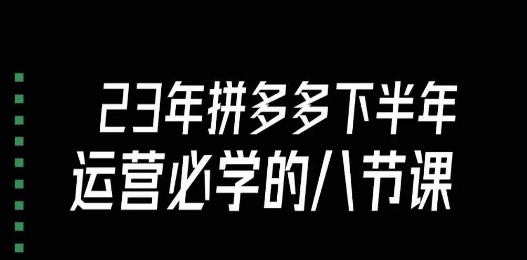 大牙·23年下半年拼多多运营必学的八节课（18节完整）-猫哥网资源库