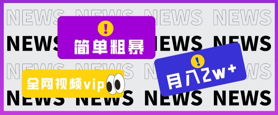 简单粗暴零成本，高回报，全网视频VIP掘金项目，月入2万＋【揭秘】-猫哥网资源库