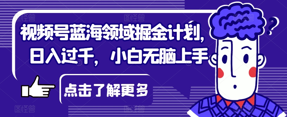 视频号蓝海领域掘金计划，日入过千，小白无脑上手【揭秘】-猫哥网资源库