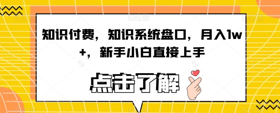 知识付费，知识系统盘口，月入1w+，新手小白直接上手-猫哥网资源库