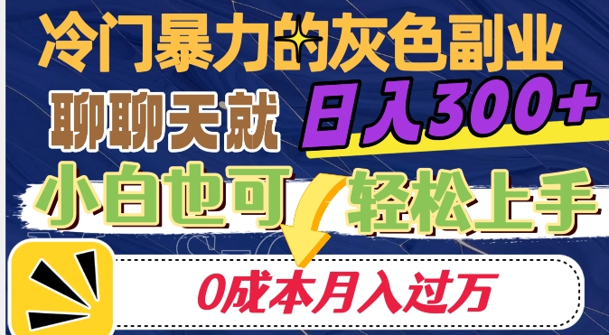 冷门暴利的副业项目，聊聊天就能日入300+，0成本月入过万【揭秘】-猫哥网资源库