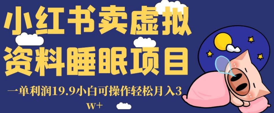 小红书卖虚拟资料睡眠项目，一单利润19.9小白可操作轻松月入3w+【揭秘】-猫哥网资源库