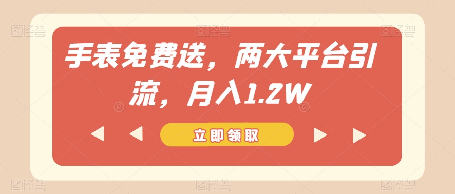 手表免费送，两大平台引流，月入1.2W【揭秘】-猫哥网资源库