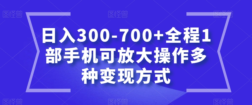 日入300-700+全程1部手机可放大操作多种变现方式【揭秘】-猫哥网资源库