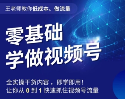 王老师教你低成本、做流量，零基础学做视频号，0-1快速抓住视频号流量-猫哥网资源库