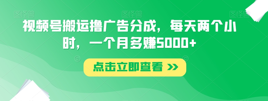 视频号搬运撸广告分成，每天两个小时，一个月多赚5000+-猫哥网资源库