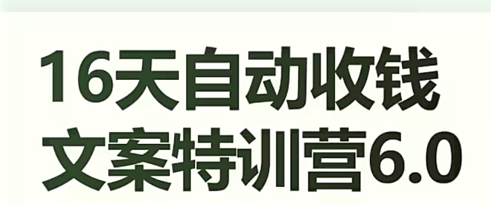 16天自动收钱文案特训营6.0，学会儿每天自动咔咔收钱-猫哥网资源库