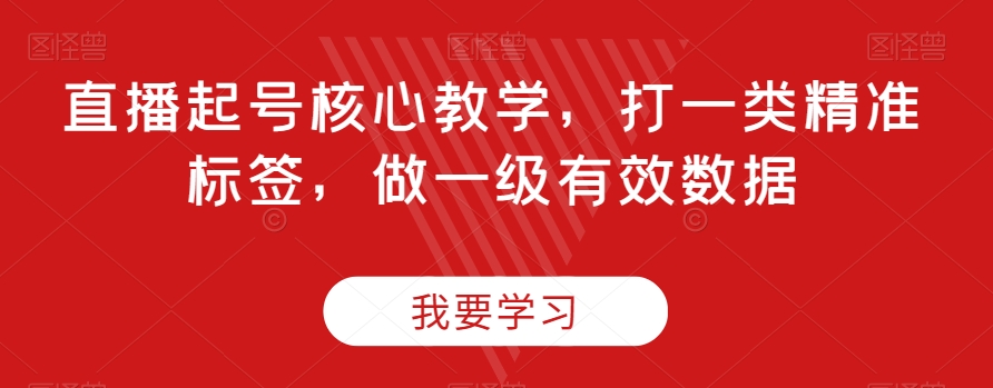 直播起号核心教学，打一类精准标签，做一级有效数据-猫哥网资源库
