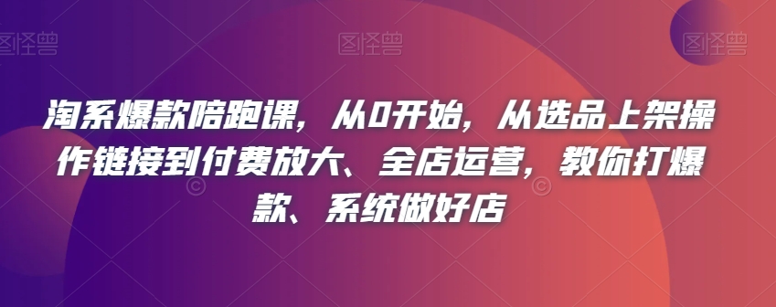 淘系爆款陪跑课，从0开始，从选品上架操作链接到付费放大、全店运营，教你打爆款、系统做好店-猫哥网资源库