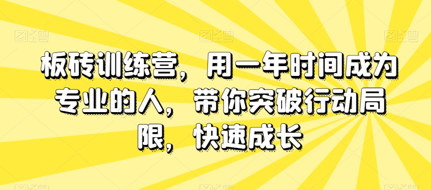 板砖训练营，用一年时间成为专业的人，带你突破行动局限，快速成长-猫哥网资源库