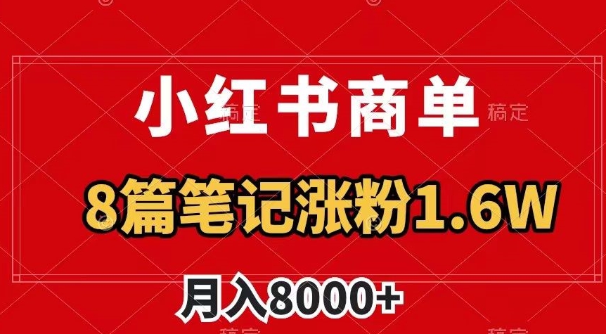 小红书商单最新玩法，8篇笔记涨粉1.6w，作品制作简单，月入8000+【揭秘】-猫哥网资源库