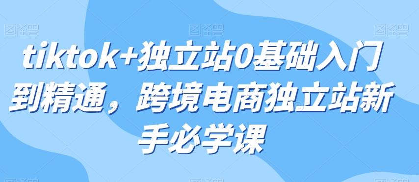tiktok+独立站0基础入门到精通，跨境电商独立站新手必学课-猫哥网资源库