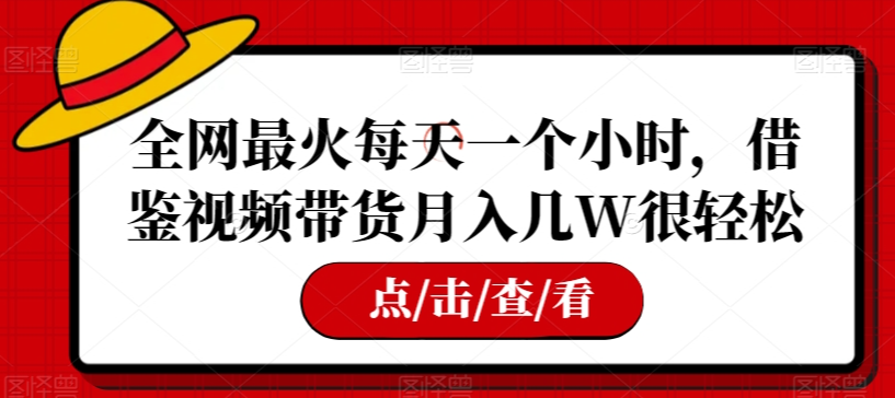 全网最火每天一个小时，借鉴视频带货月入几W很轻松【揭秘】-猫哥网资源库
