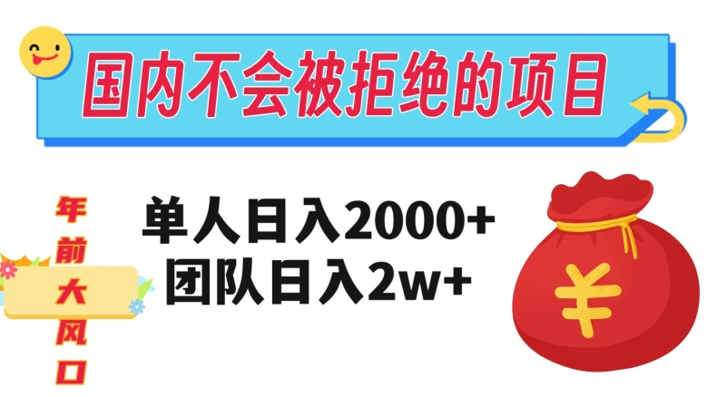 在国内不怕被拒绝的项目，单人日入2000，团队日入20000+【揭秘】-猫哥网资源库
