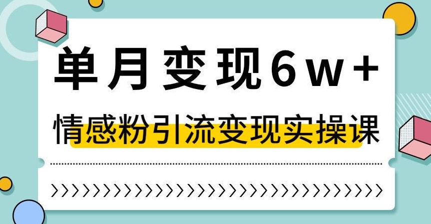 单月变现6W+，抖音情感粉引流变现实操课，小白可做，轻松上手，独家赛道【揭秘】-猫哥网资源库