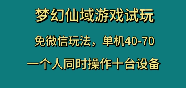 梦幻仙域游戏试玩，免微信玩法，单机40-70，一个人同时操作十台设备【揭秘】-猫哥网资源库