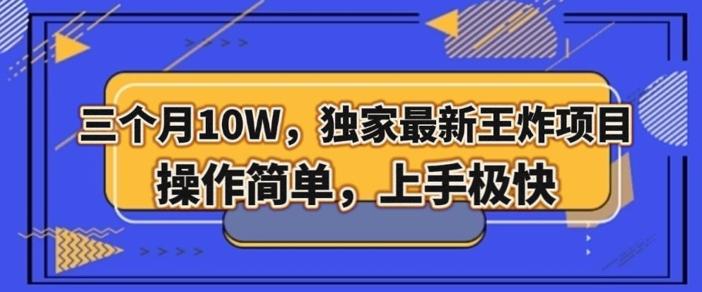 三个月10W，独家最新王炸项目！操作简单，上手极快【揭秘】-猫哥网资源库