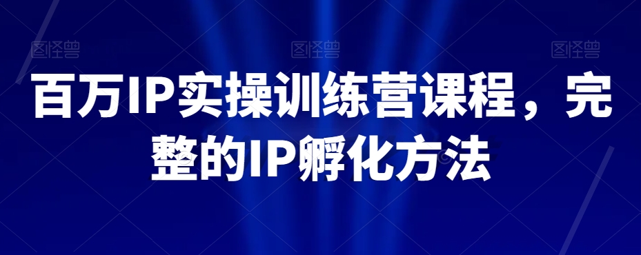 百万IP实操训练营课程，完整的IP孵化方法-猫哥网资源库
