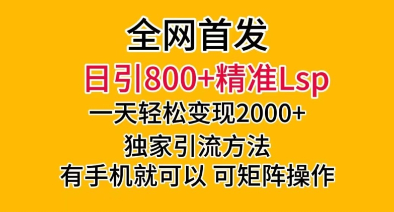 全网首发！日引800+精准老色批，一天变现2000+，独家引流方法，可矩阵操作【揭秘】-猫哥网资源库