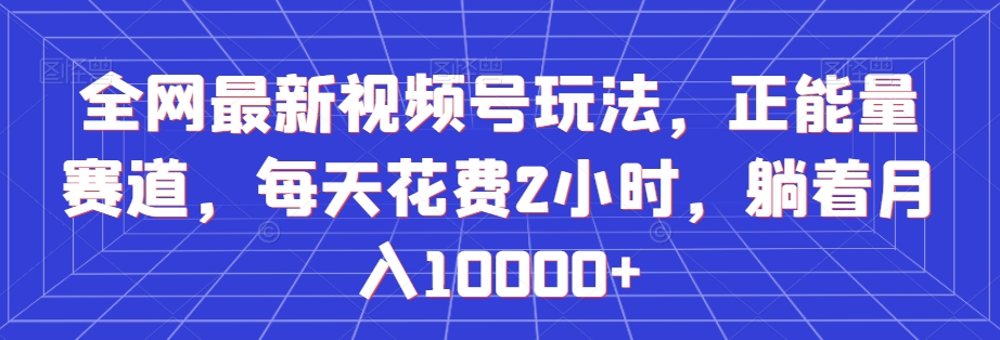 全网最新视频号玩法，正能量赛道，每天花费2小时，躺着月入10000+【揭秘】-猫哥网资源库