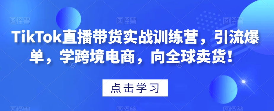 TikTok直播带货实战训练营，引流爆单，学跨境电商，向全球卖货！-猫哥网资源库
