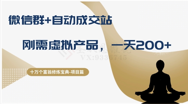 十万个富翁修炼宝典之8.微信群+自动成交站，刚需虚拟产品，一天200+-猫哥网资源库