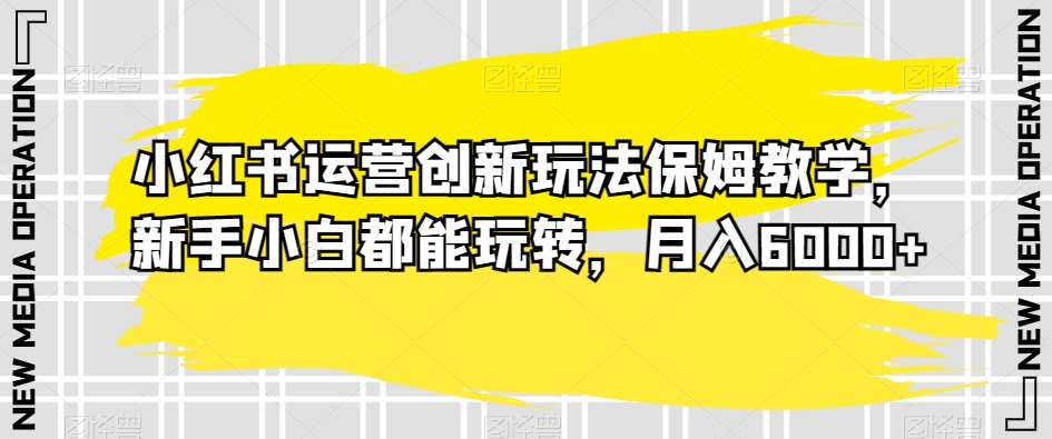 小红书运营创新玩法保姆教学，新手小白都能玩转，月入6000+【揭秘】-猫哥网资源库