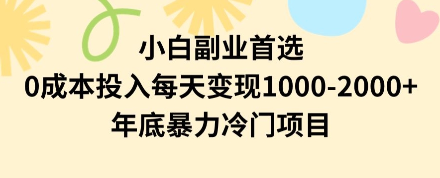 小白副业首选，0成本投入，每天变现1000-2000年底暴力冷门项目【揭秘】-猫哥网资源库