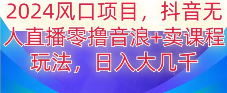 2024风口项目，抖音无人主播撸音浪+卖课程玩法，日入大几千【揭秘】-猫哥网资源库