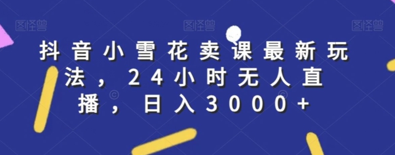 抖音小雪花卖课最新玩法，24小时无人直播，日入3000+【揭秘】-猫哥网资源库