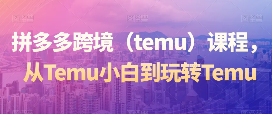 拼多多跨境（temu）课程，从Temu小白到玩转Temu-猫哥网资源库