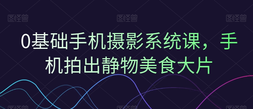 0基础手机摄影系统课，手机拍出静物美食大片-猫哥网资源库