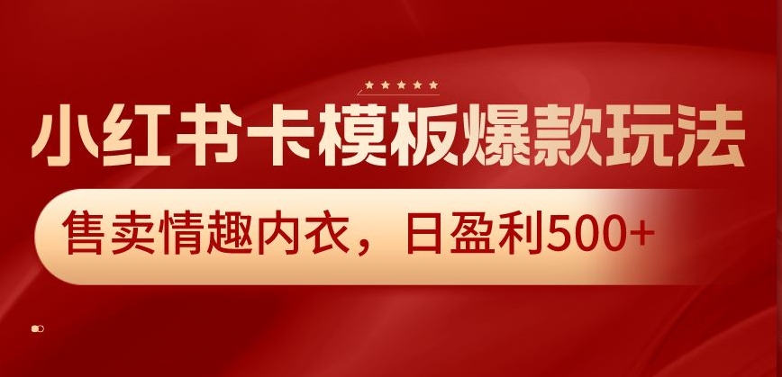 小红书卡模板爆款玩法，售卖情趣内衣，日盈利500+【揭秘】-猫哥网资源库